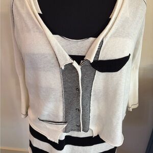 Black and Ivory 2Piece Tank & Cardigan